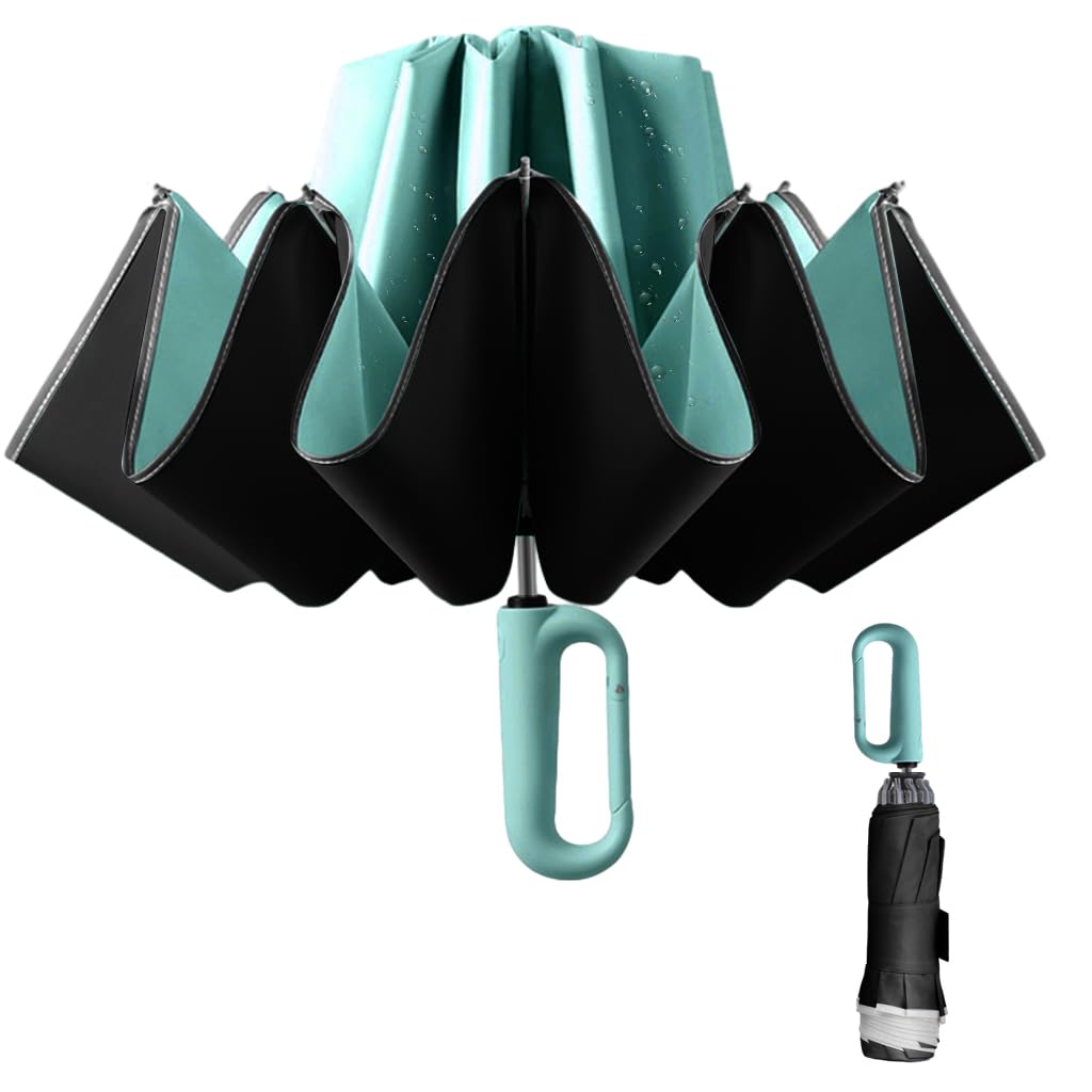 PALAY Large Umbrella for Men Women with Reflective Strap, 50'' Automatic Open/Close Windproof Travel Folding Umbrella, Reinforced 10 Dual Ribs, 99 UV Protection Umbrella with Carabiner Handle Design PALAY Large Umbrella for Men Women with Reflective Strap, 50'' Automatic Open/Close Windproof Travel Folding Umbrella, Reinforced 10 Dual Ribs, 99 UV Protection Umbrella with Carabiner Handle Design